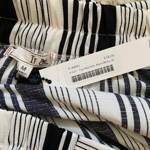 It Girl Black and White Off Shoulder Blouse NWT - Picture 5 of 9